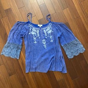 Off the shoulder denim blue top